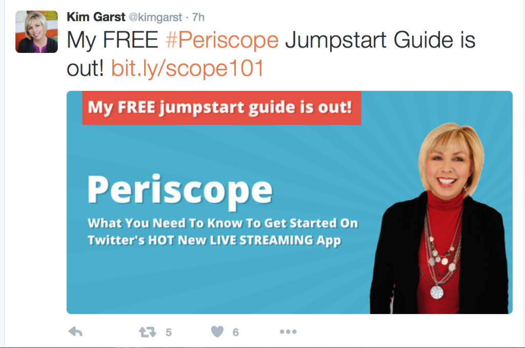 Kim Garst Periscope Tweet