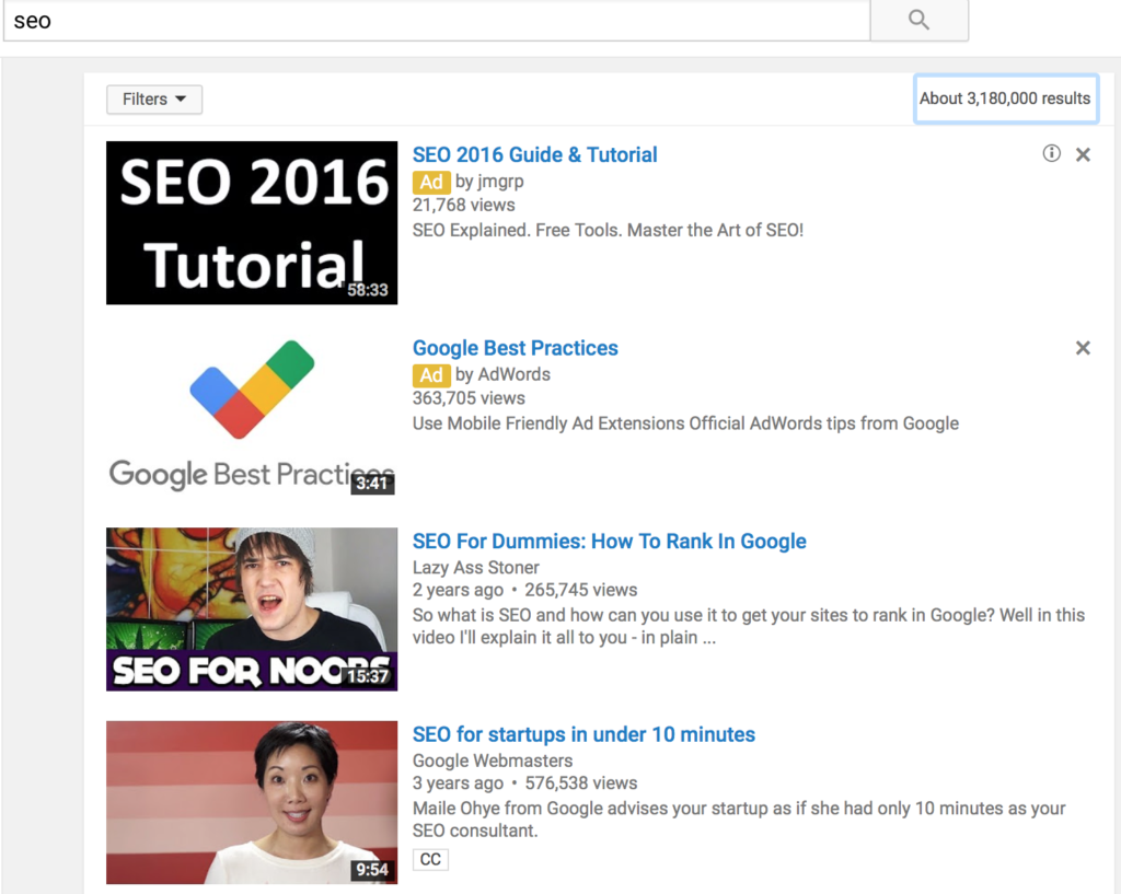 youtube seo search